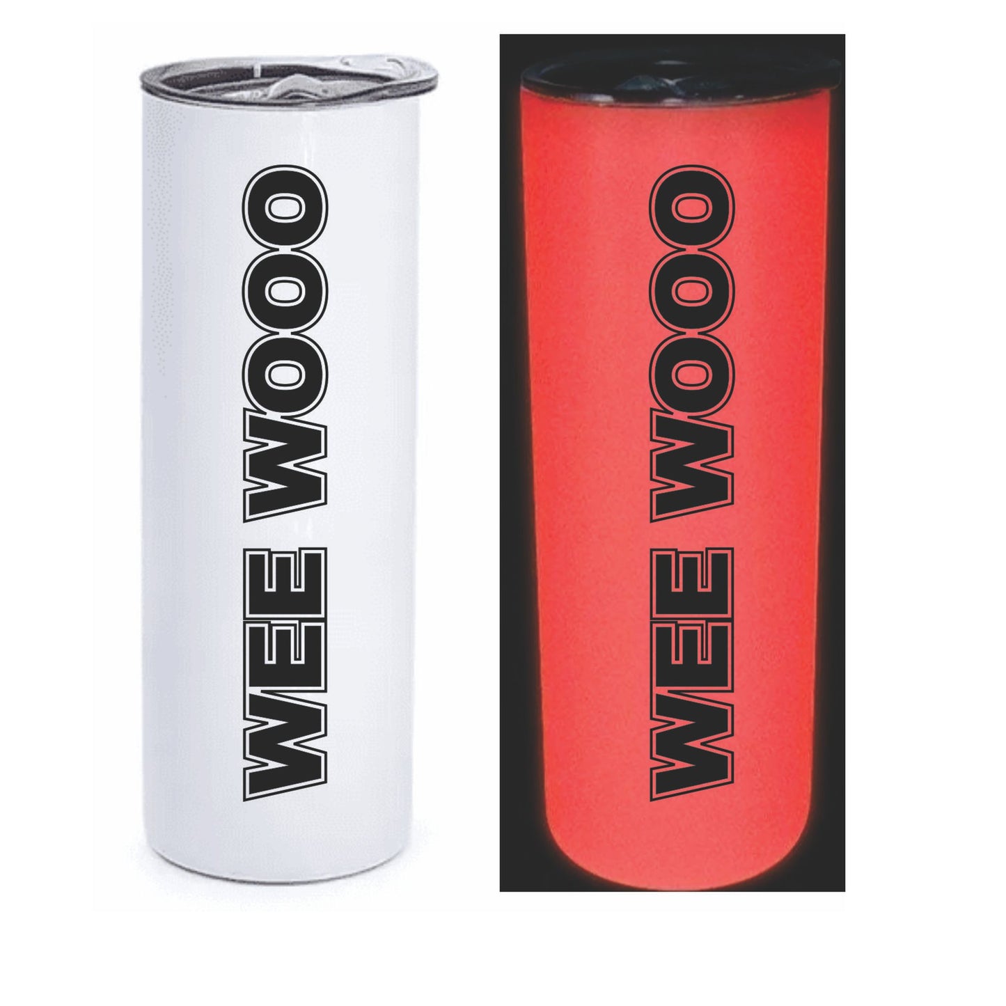 20oz Glow In The Dark Wee Wooo White to Red Travel Mug