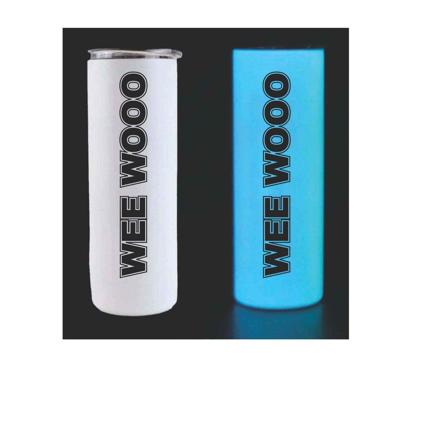 20oz Glow In The Dark Wee Wooo White to Blue Travel Mug